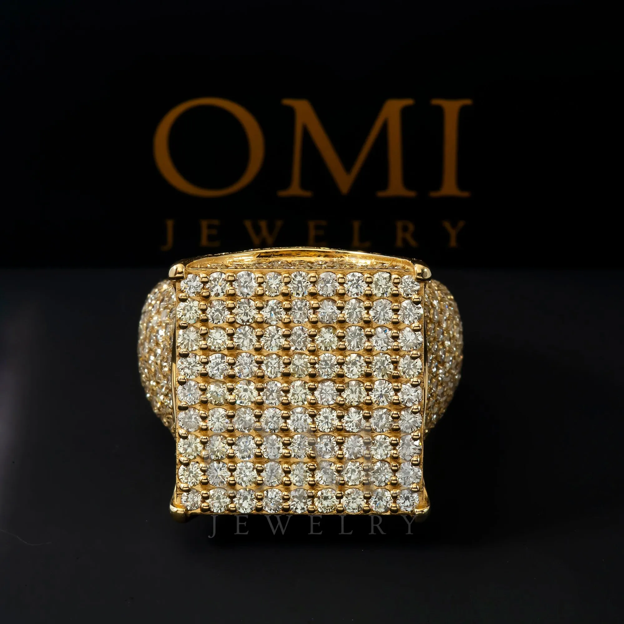14K GOLD ROUND DIAMOND SQUARE RING 6.86 CT
