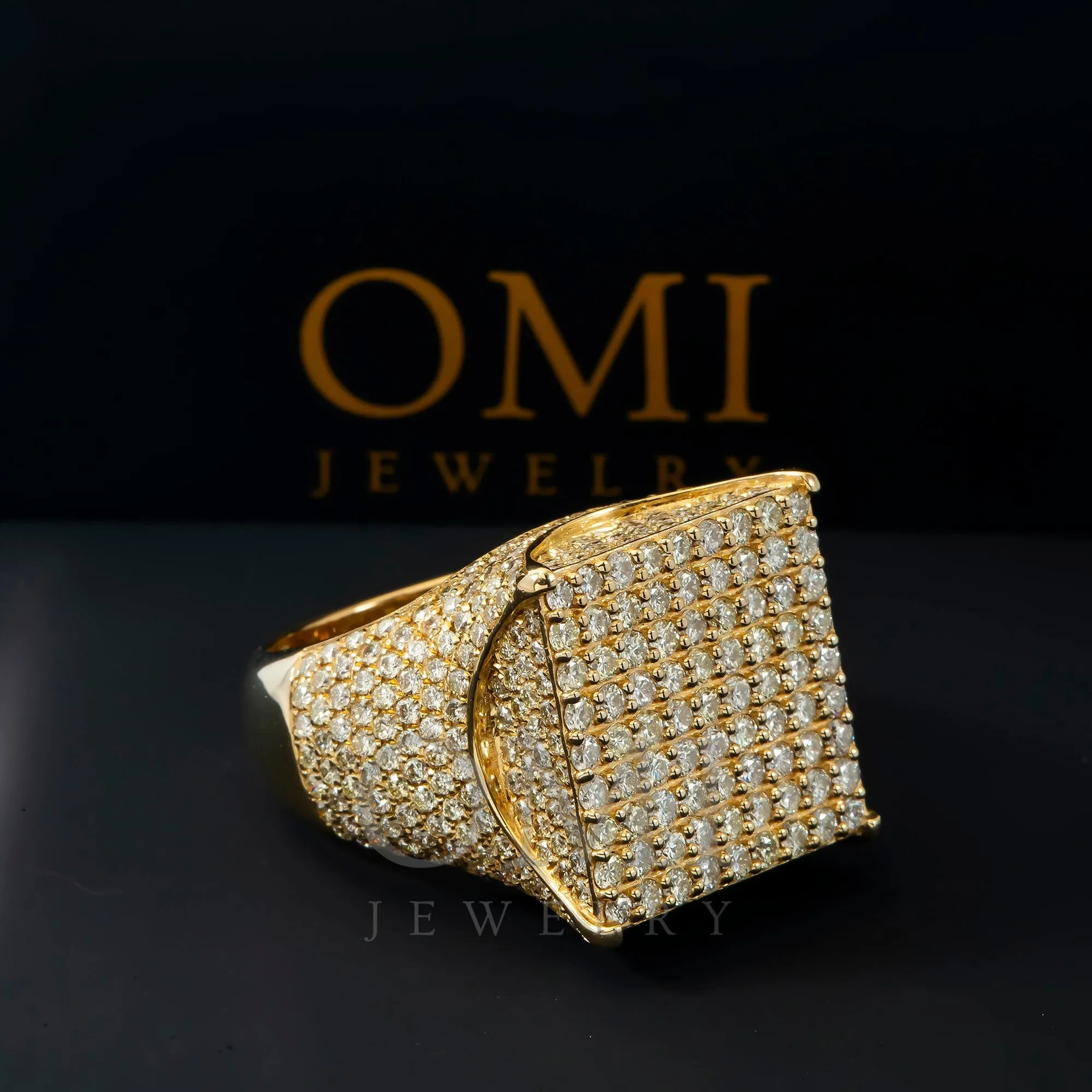 14K GOLD ROUND DIAMOND SQUARE RING 6.86 CT