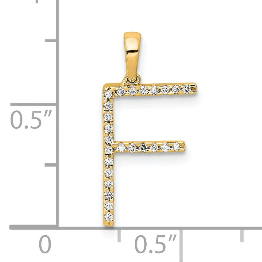 14K Yellow Gold Diamond 0.075-CT Block Letter F Initial Charm Pendant
