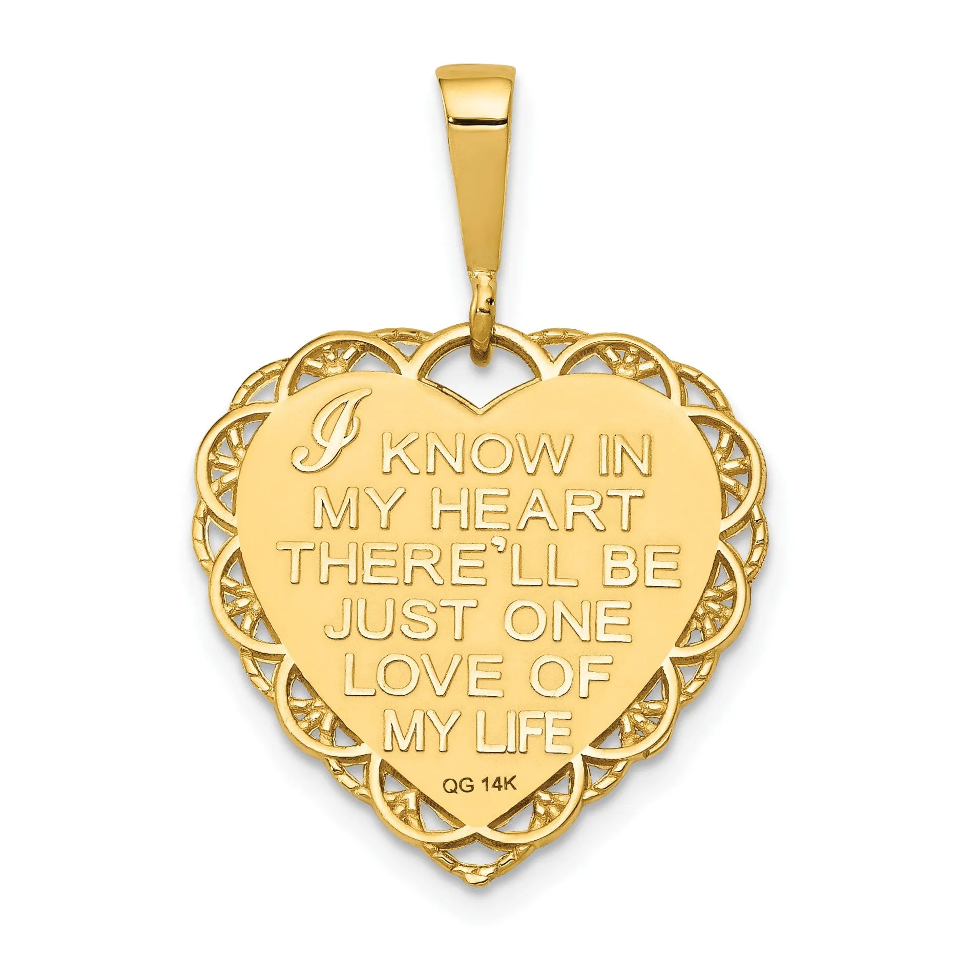 14k Yellow Gold I Love You Heart Pendant