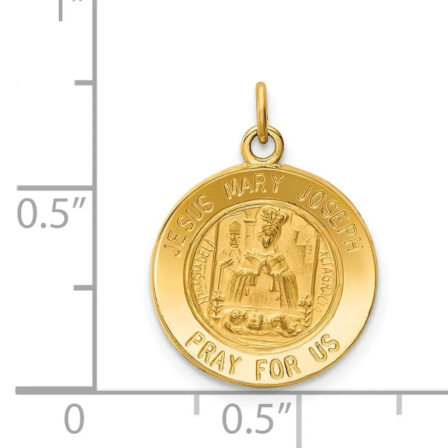 14k Yellow Gold Jesus Mary Joseph Medal Pendant