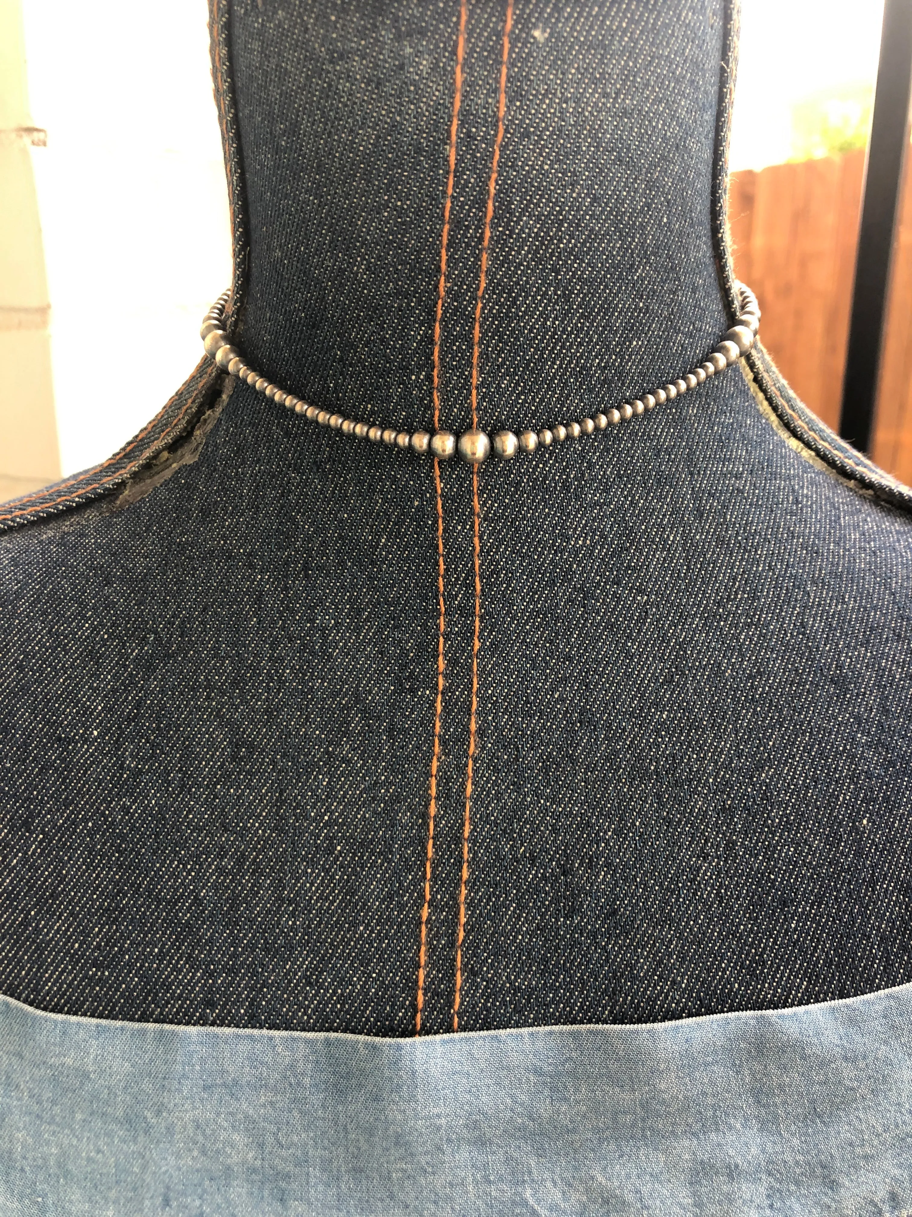 14" "Navajo Style" Sterling Pearls