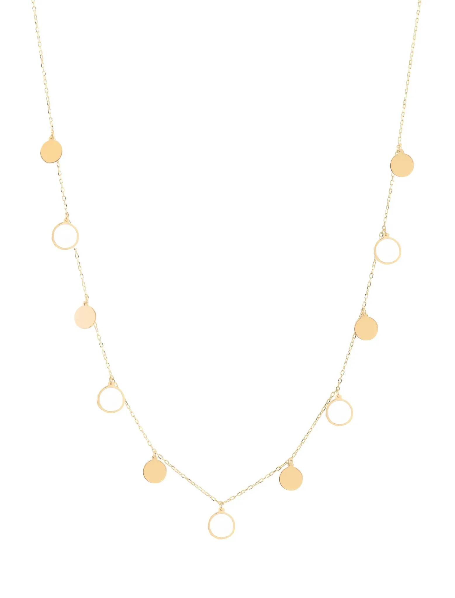 18K Gold Dangling Enamel Disk Necklace