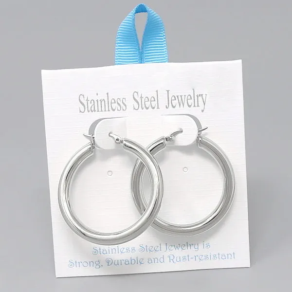 40 MM Stainless Steel Tube Hoop Earrings