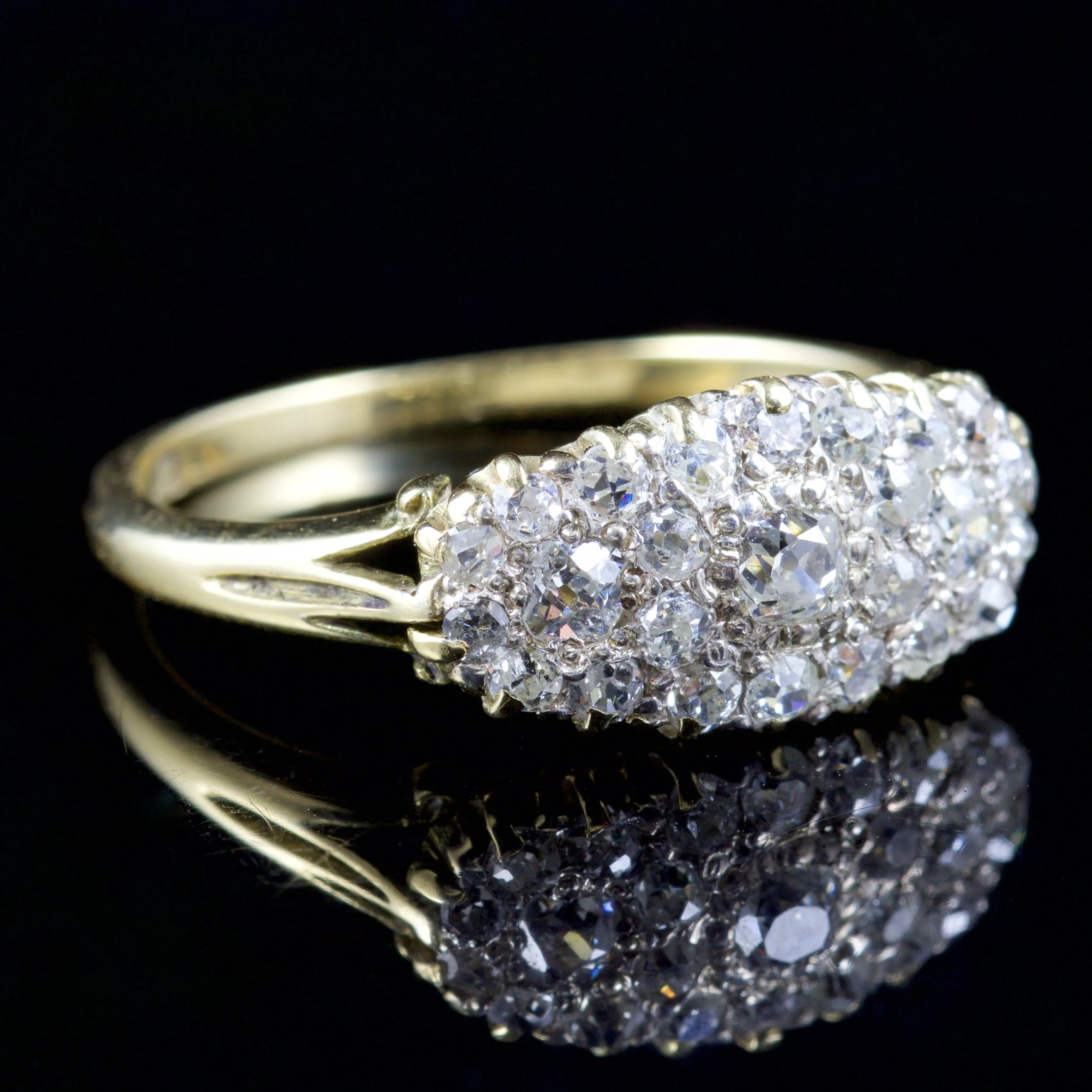 Antique Victorian Diamond Cluster Pave Set Ring 18Ct Circa 1880