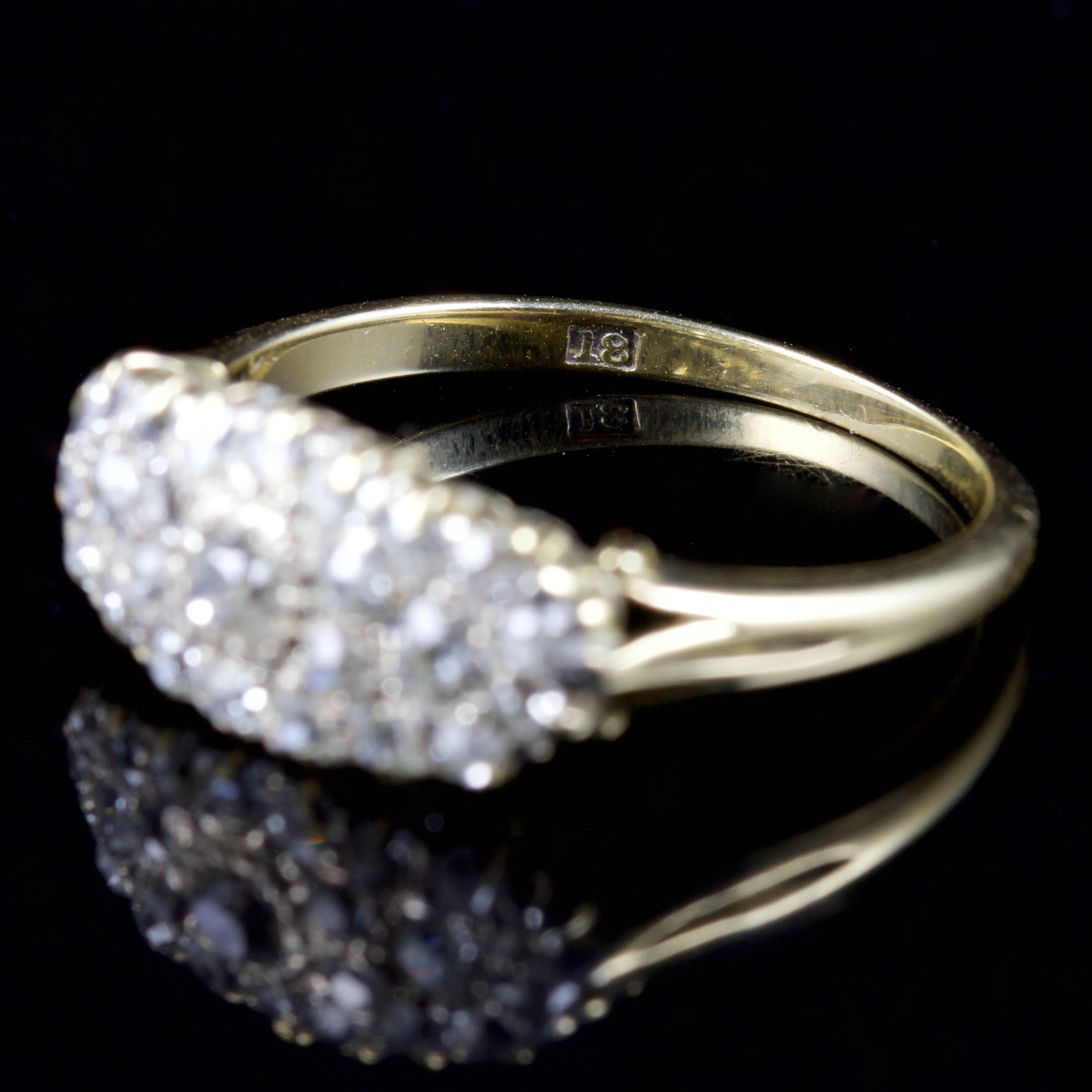 Antique Victorian Diamond Cluster Pave Set Ring 18Ct Circa 1880