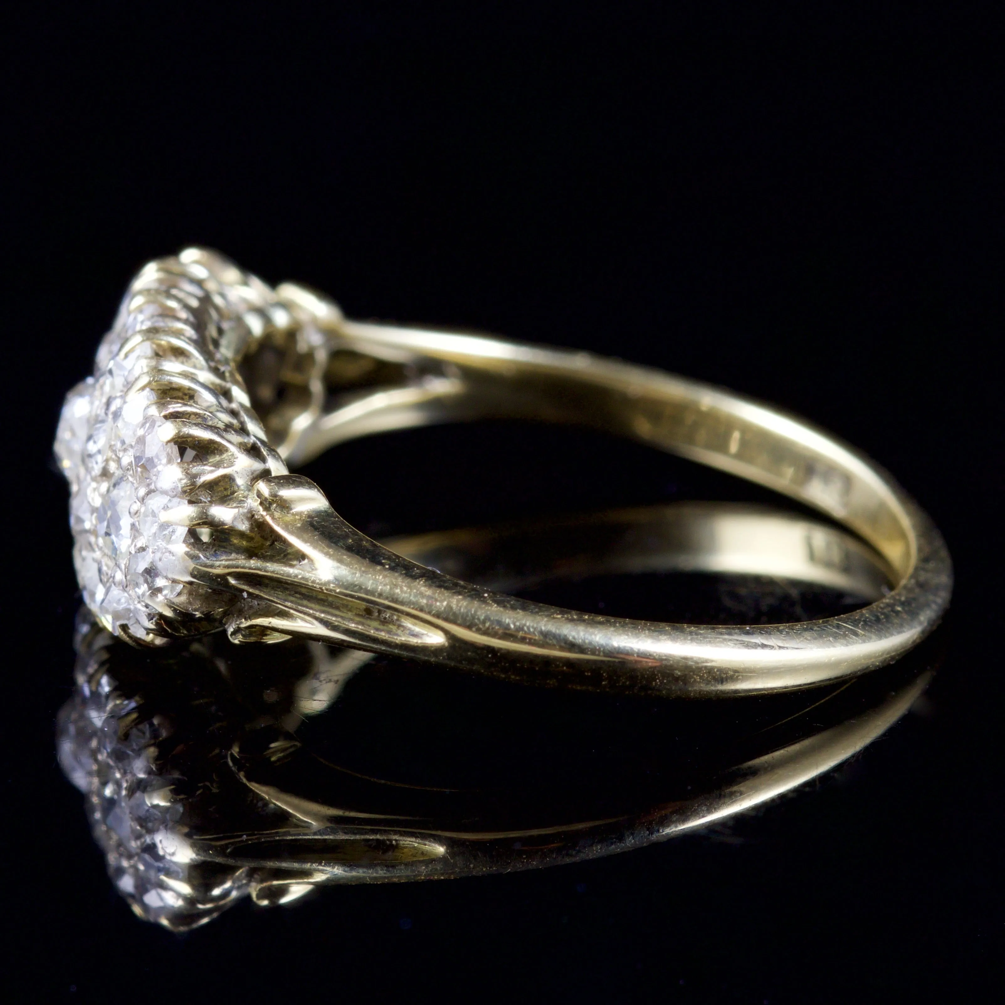Antique Victorian Diamond Cluster Pave Set Ring 18Ct Circa 1880