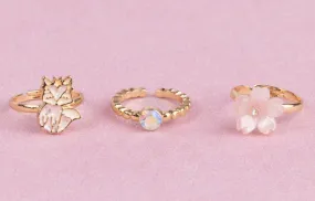 Boutique Foxy Floral Rings, 3pcs