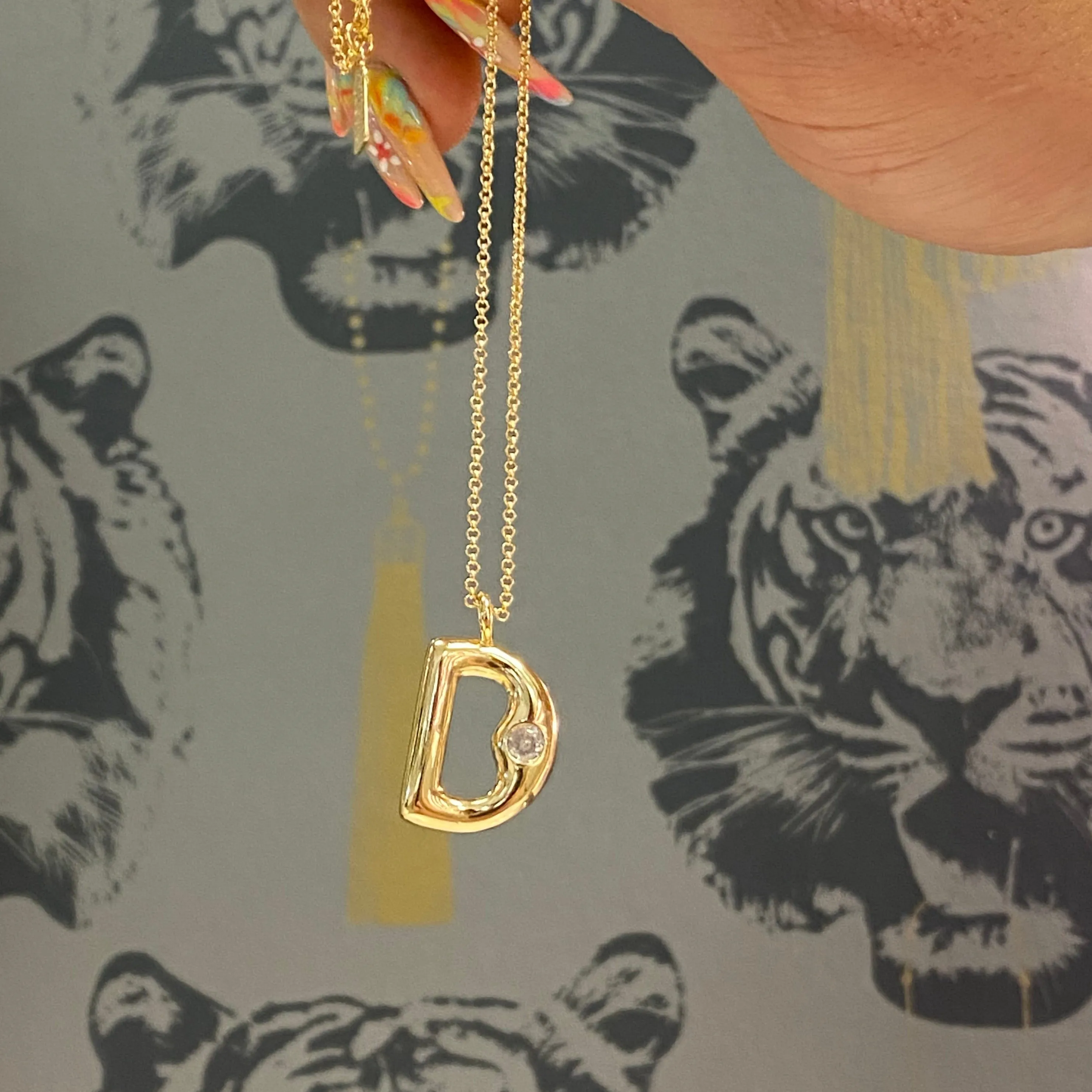 Bubble Letter Initial Necklace