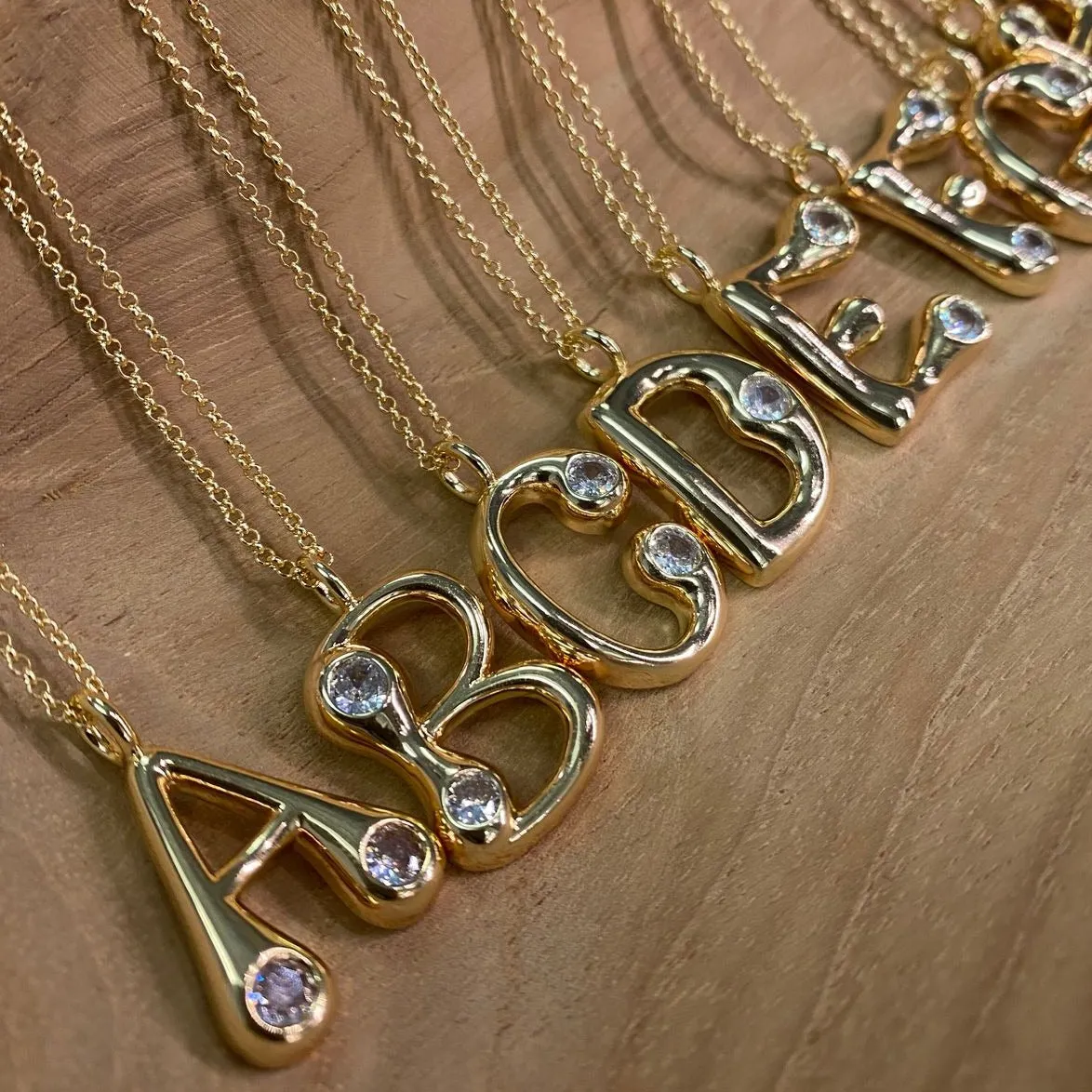 Bubble Letter Initial Necklace