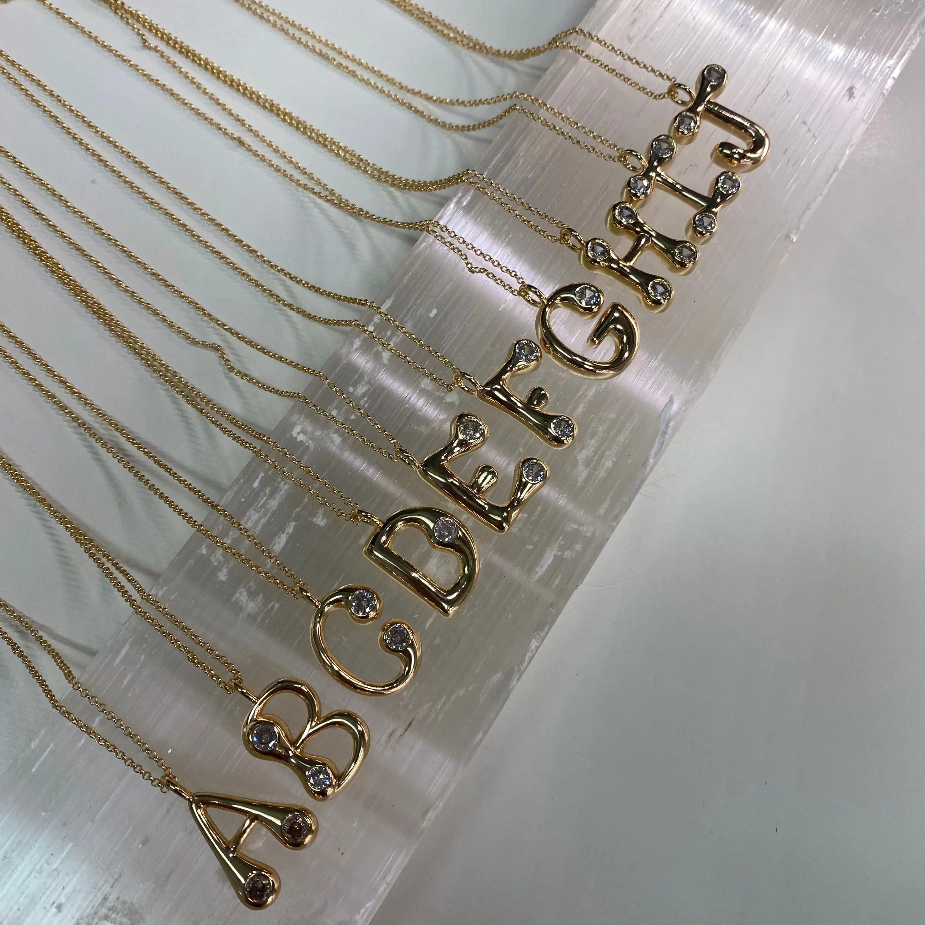 Bubble Letter Initial Necklace