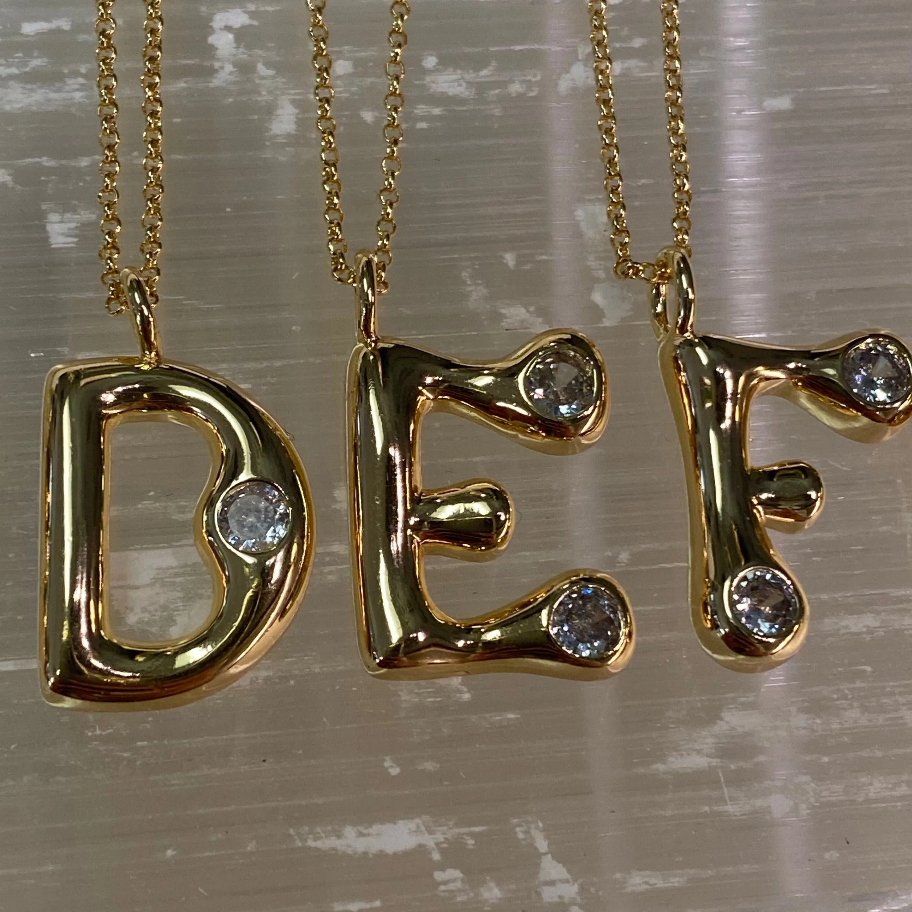 Bubble Letter Initial Necklace