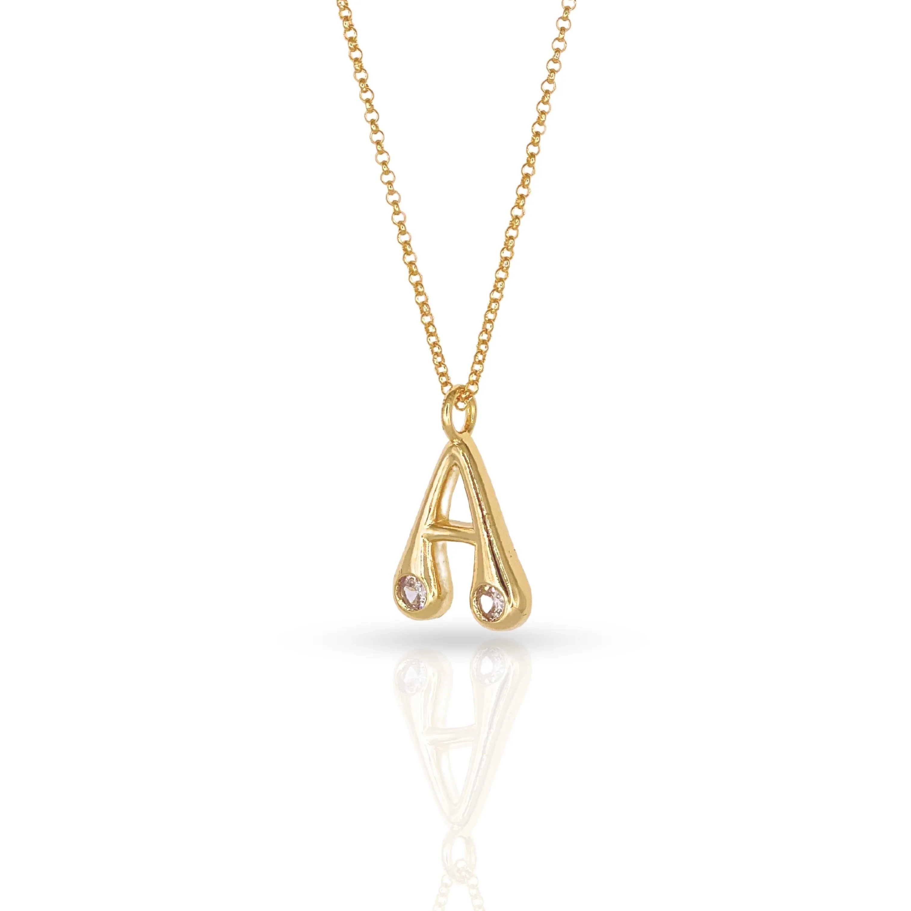 Bubble Letter Initial Necklace