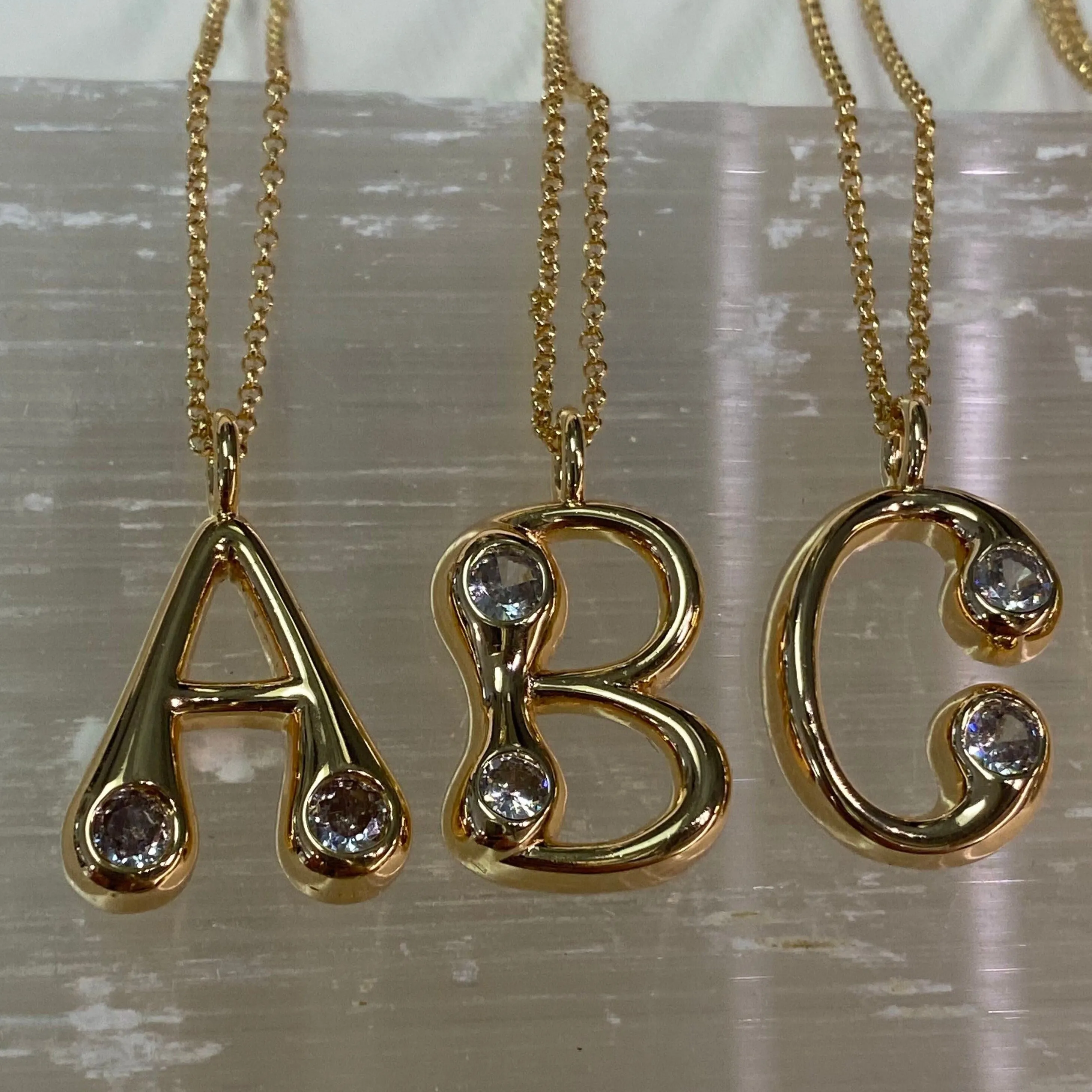 Bubble Letter Initial Necklace