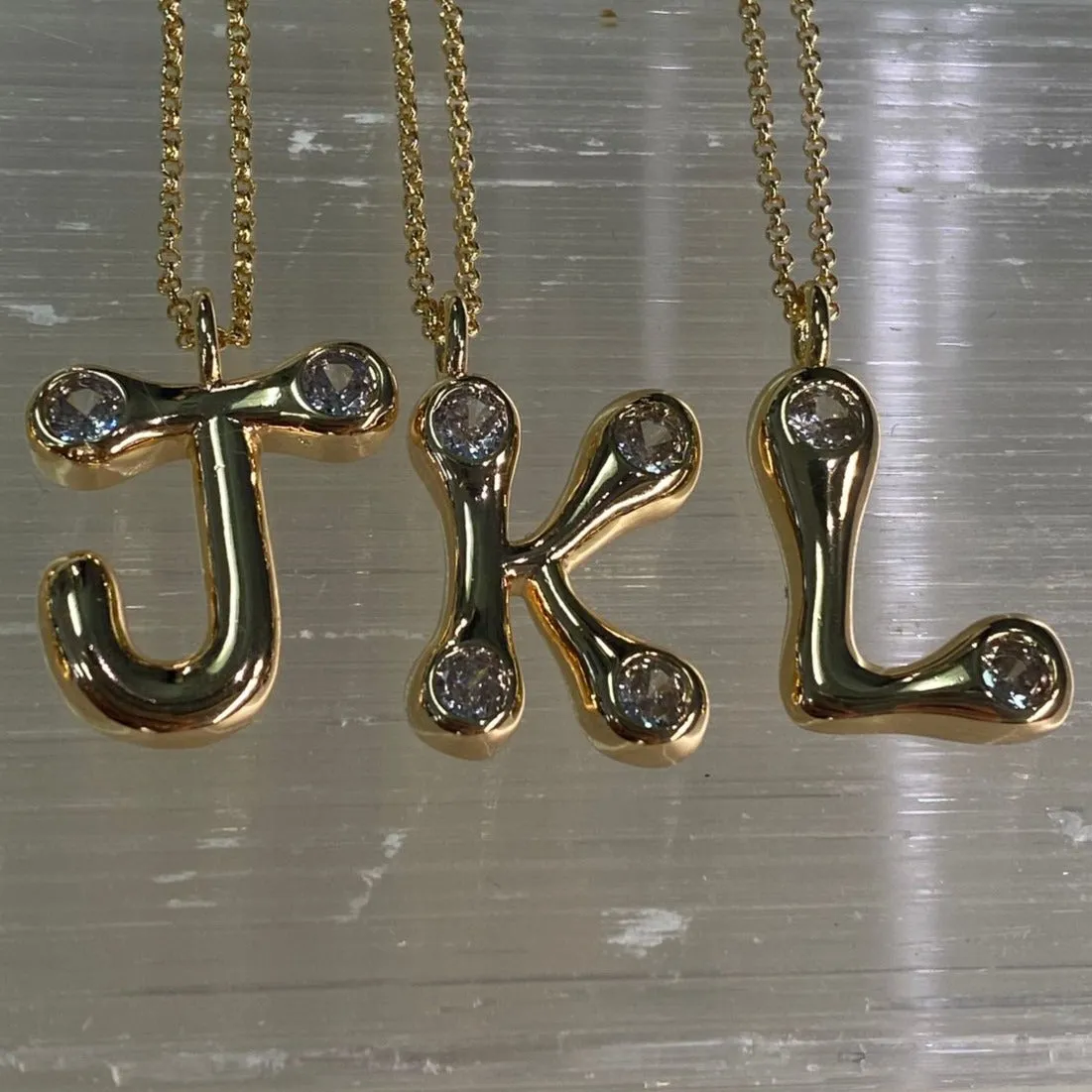 Bubble Letter Initial Necklace