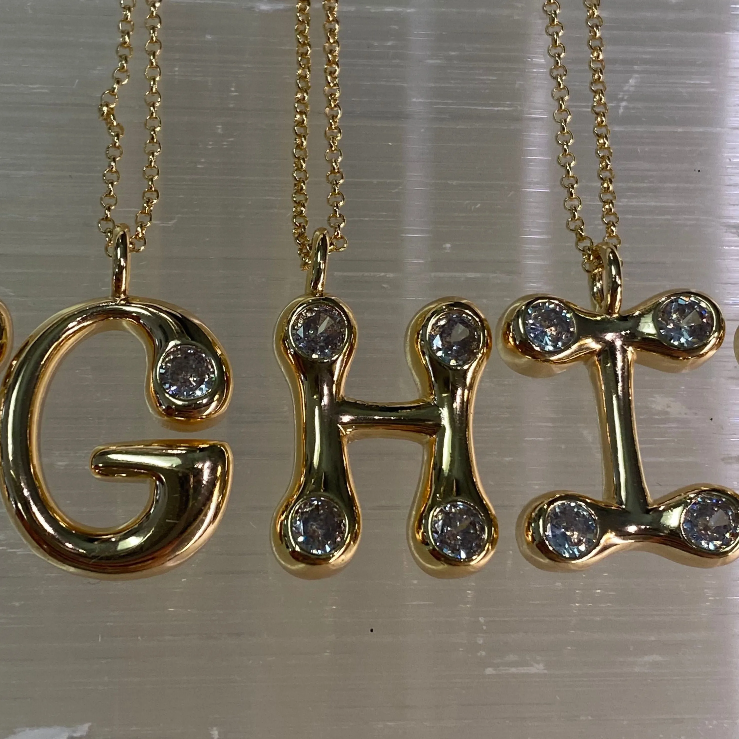 Bubble Letter Initial Necklace