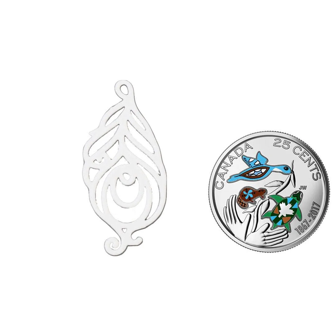 Charm Metal Painted Filigree Leaf/pair