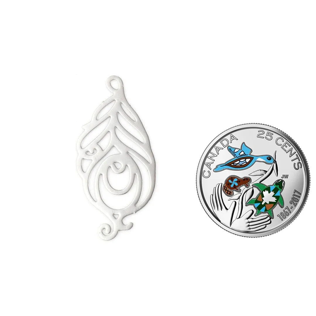 Charm Metal Painted Filigree Leaf/pair