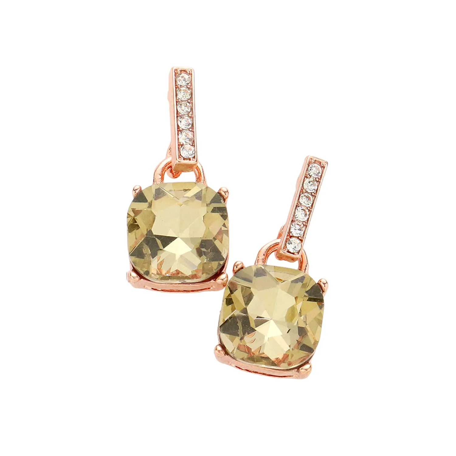 Cushion Square Stone Dangle Evening Earrings