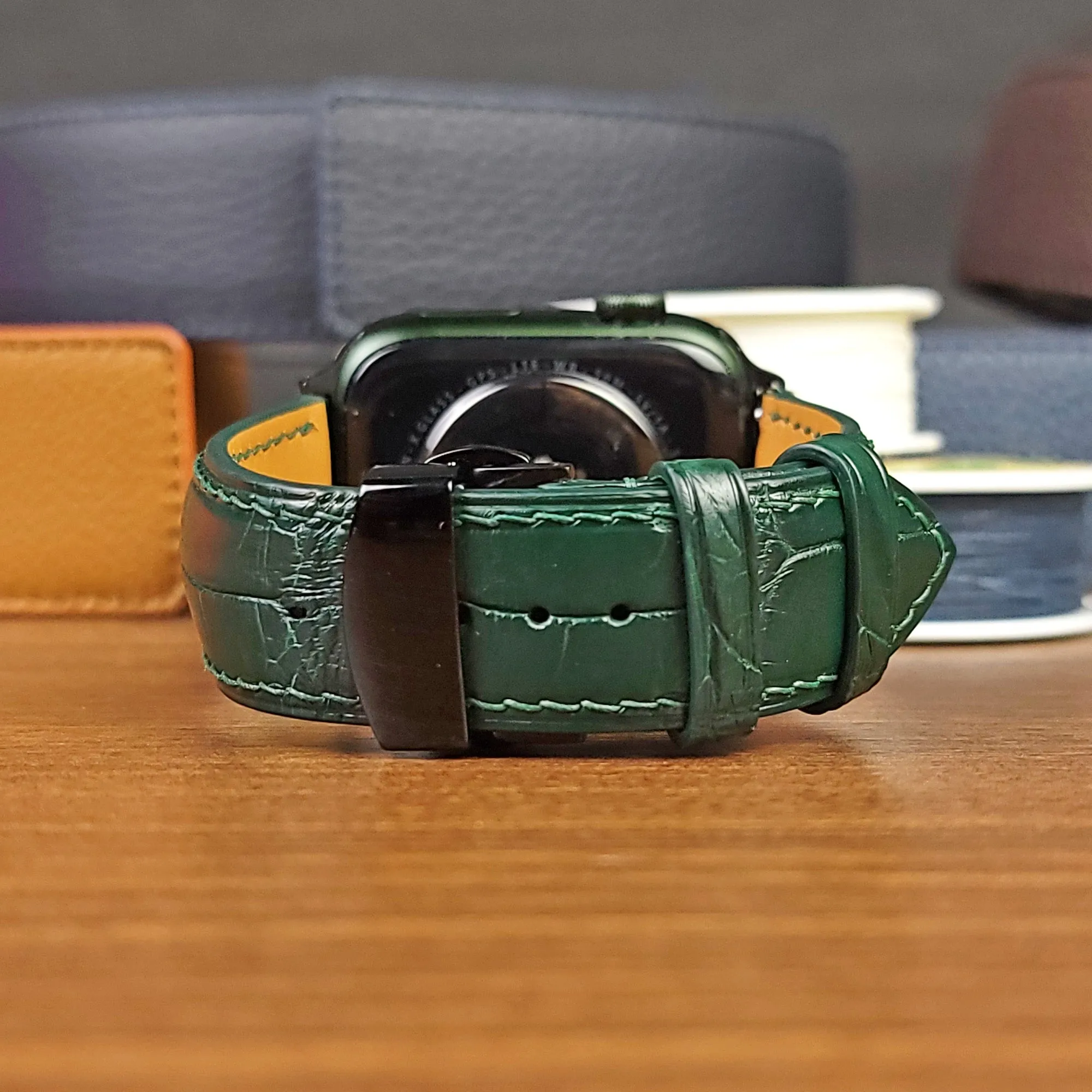 Custom Green Genuine Alligator Leather Apple Watch Band