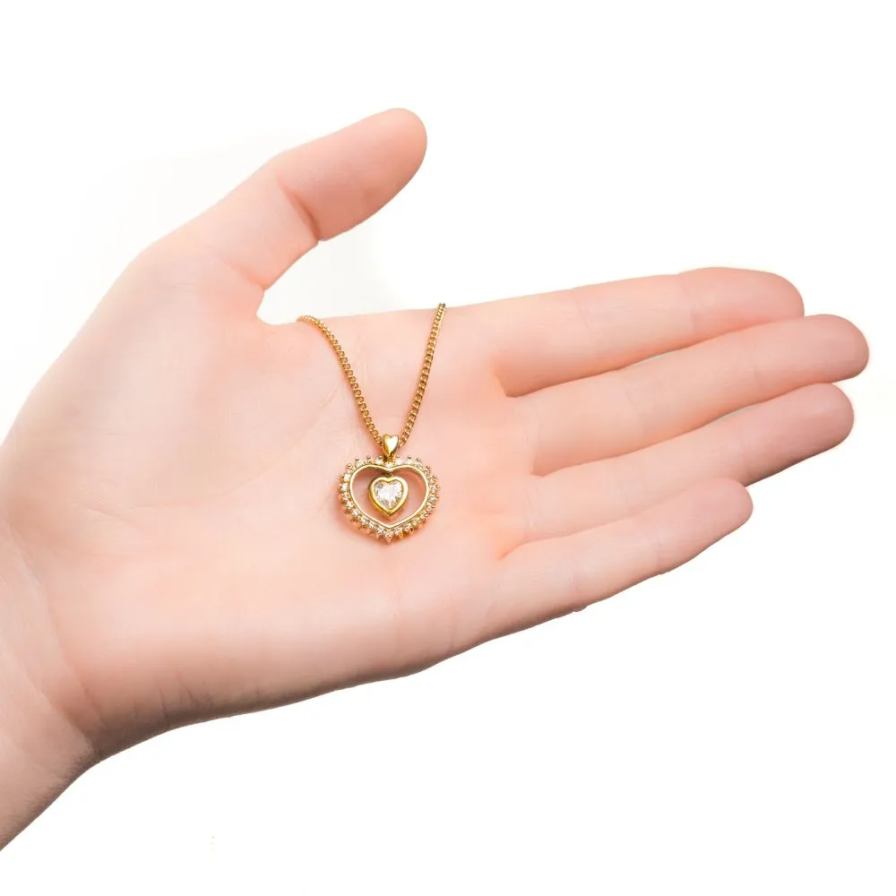 Dangling Cubic Zirconia Heart Necklace