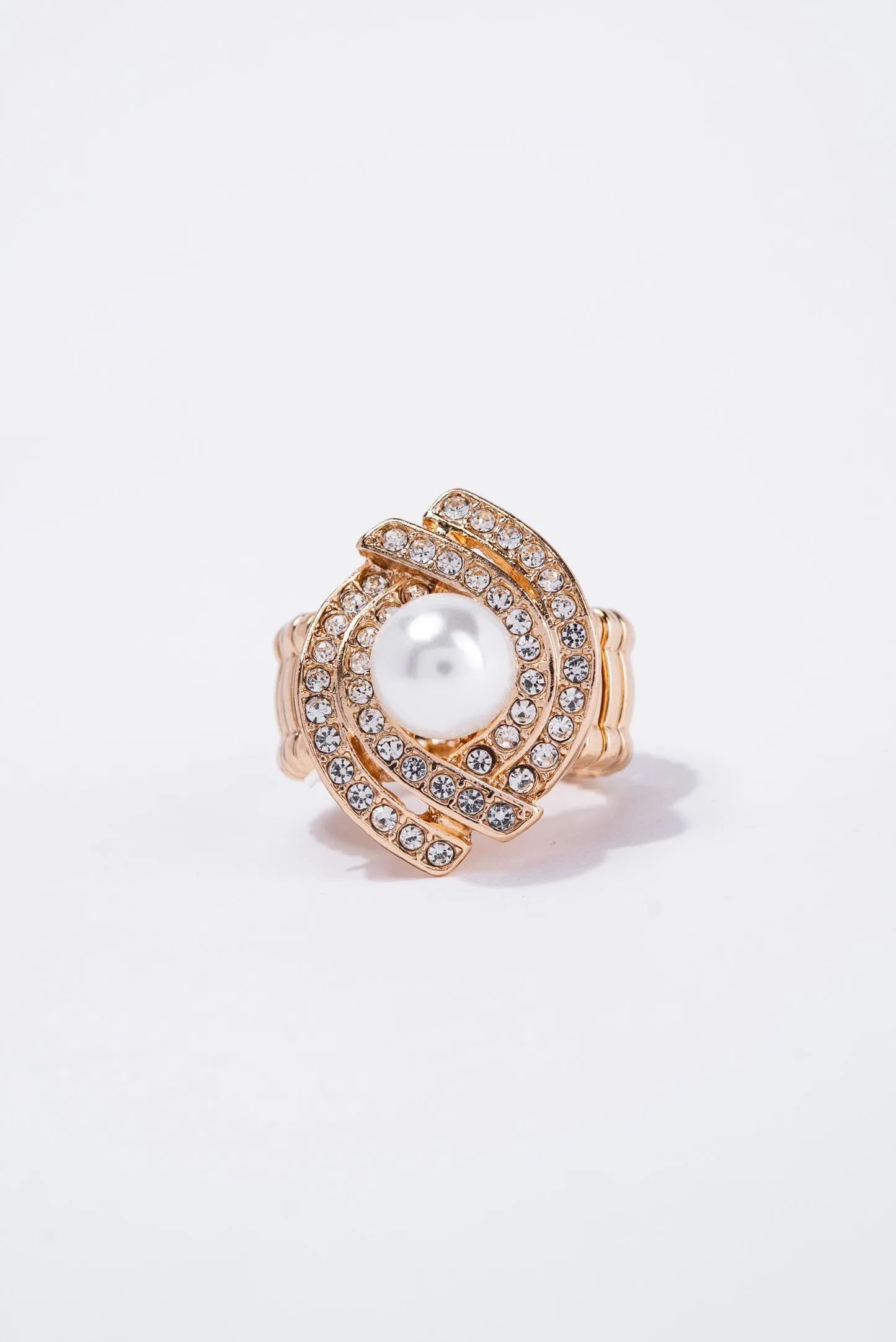 Dawna Metal Stone Pearl Stretch Ring