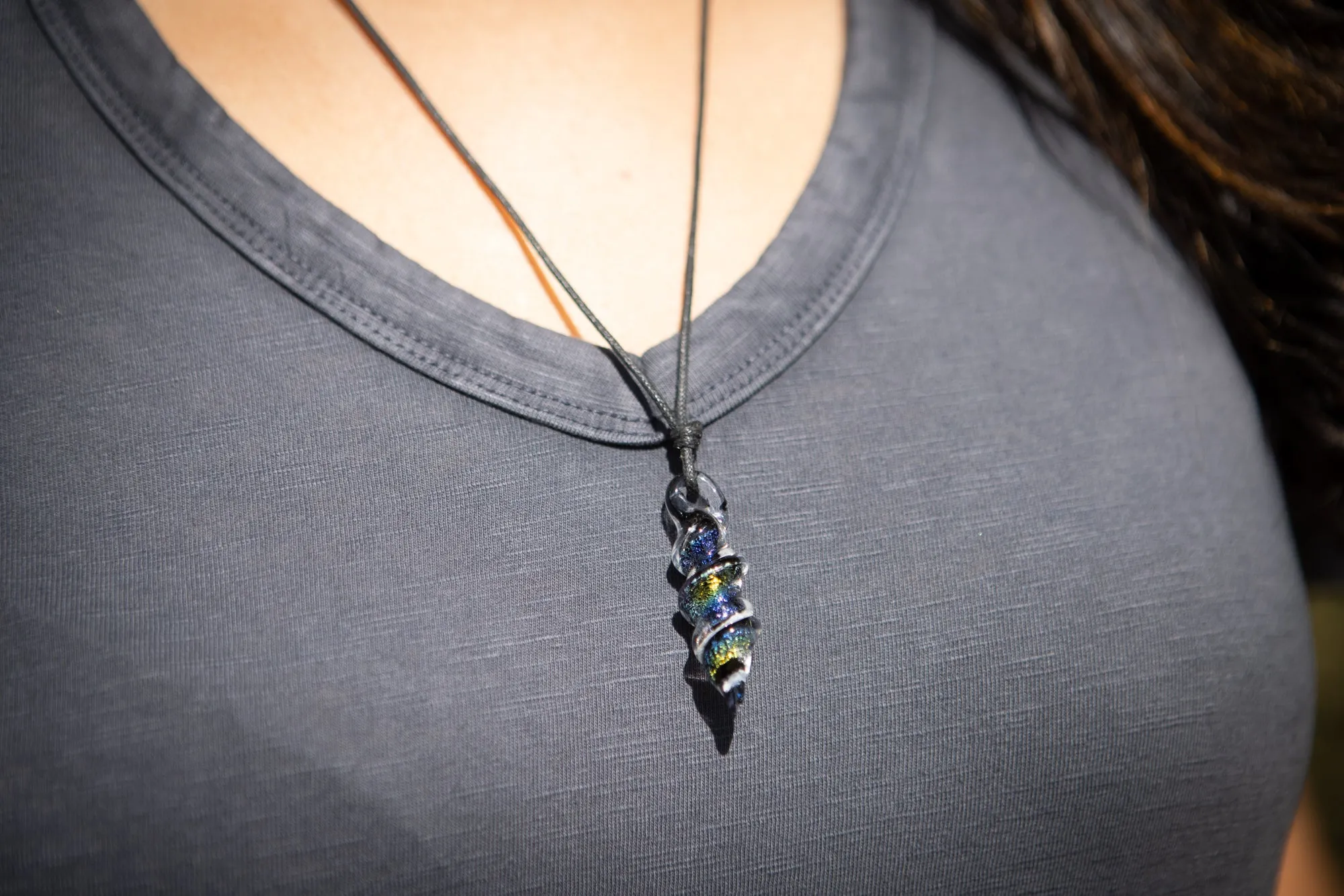 Dichroic Ripple Pendant with Ash