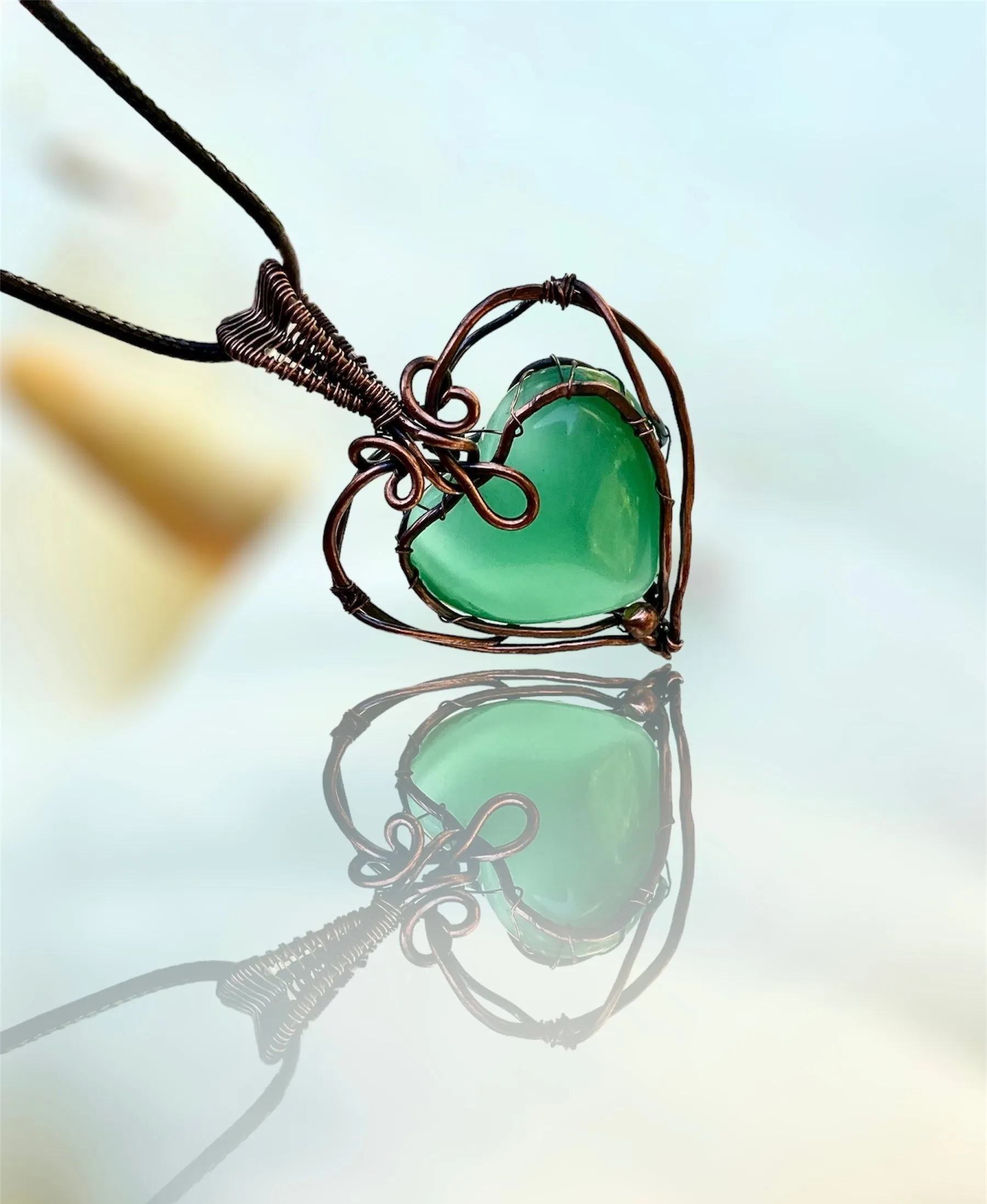 Green Cat’s Eye Heart Shaped Pendant