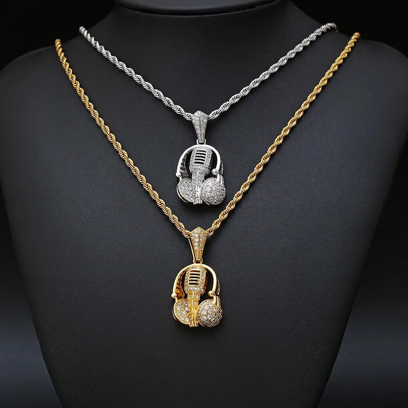 Headphone   Microphone Rapper Pendant