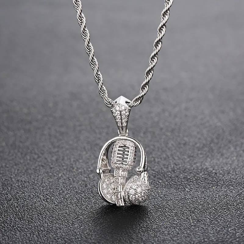 Headphone   Microphone Rapper Pendant
