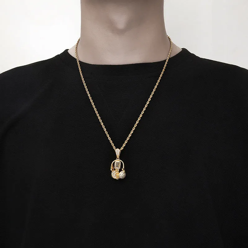 Headphone   Microphone Rapper Pendant