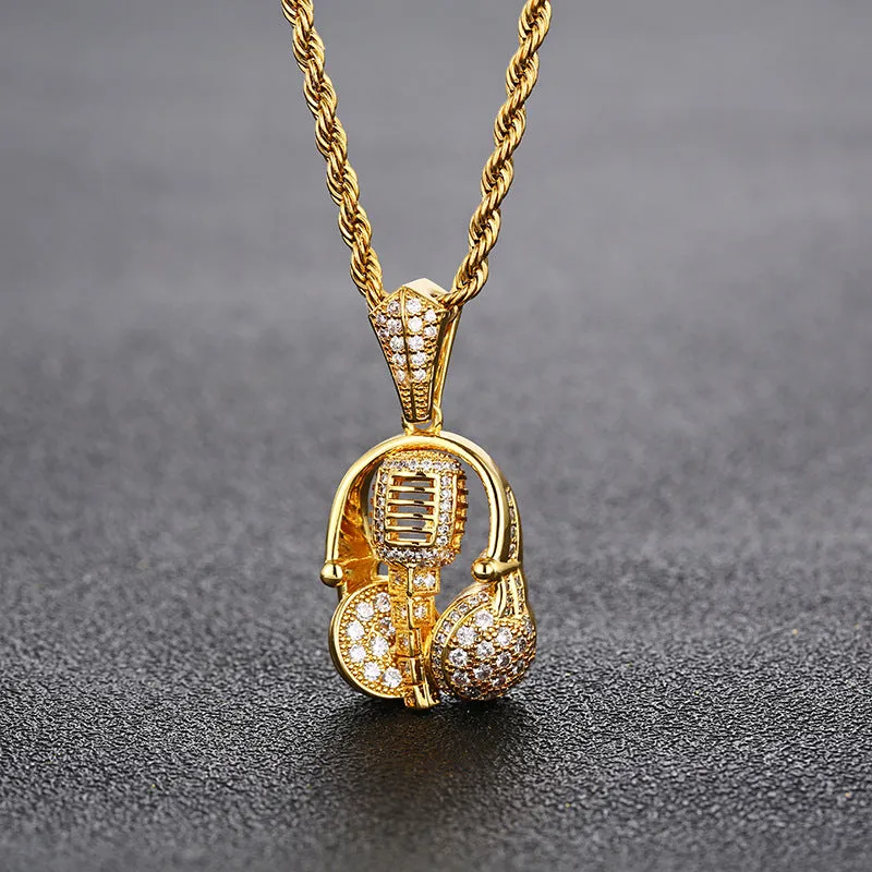 Headphone   Microphone Rapper Pendant