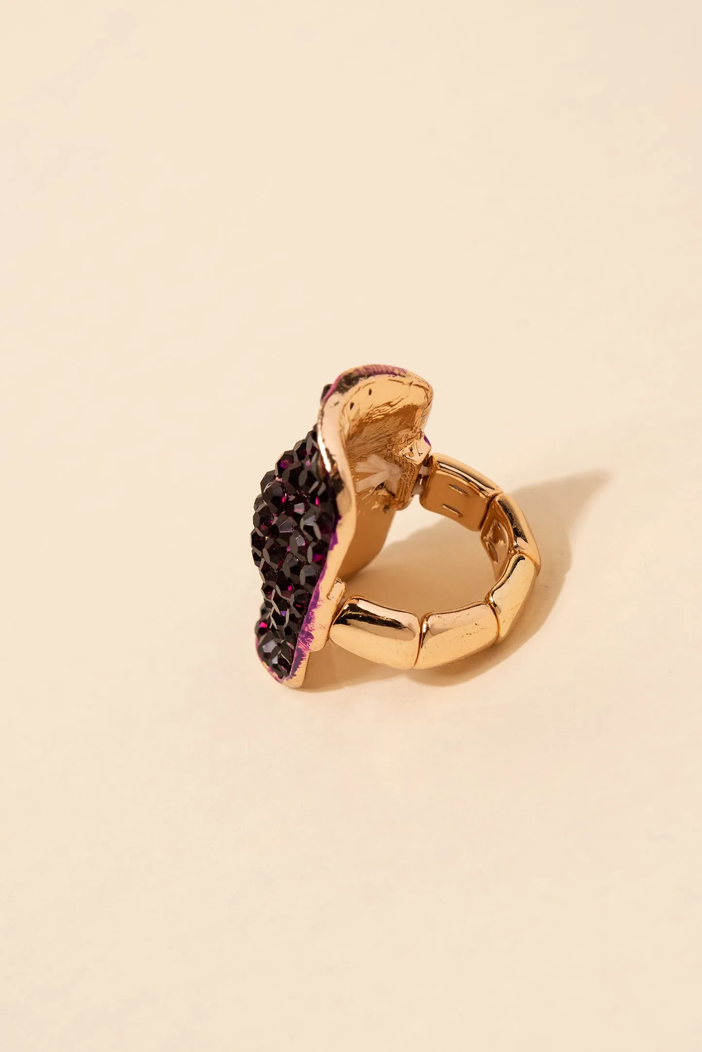 Kalinda Encrusted Short Knuckle Shield Stretch Ring