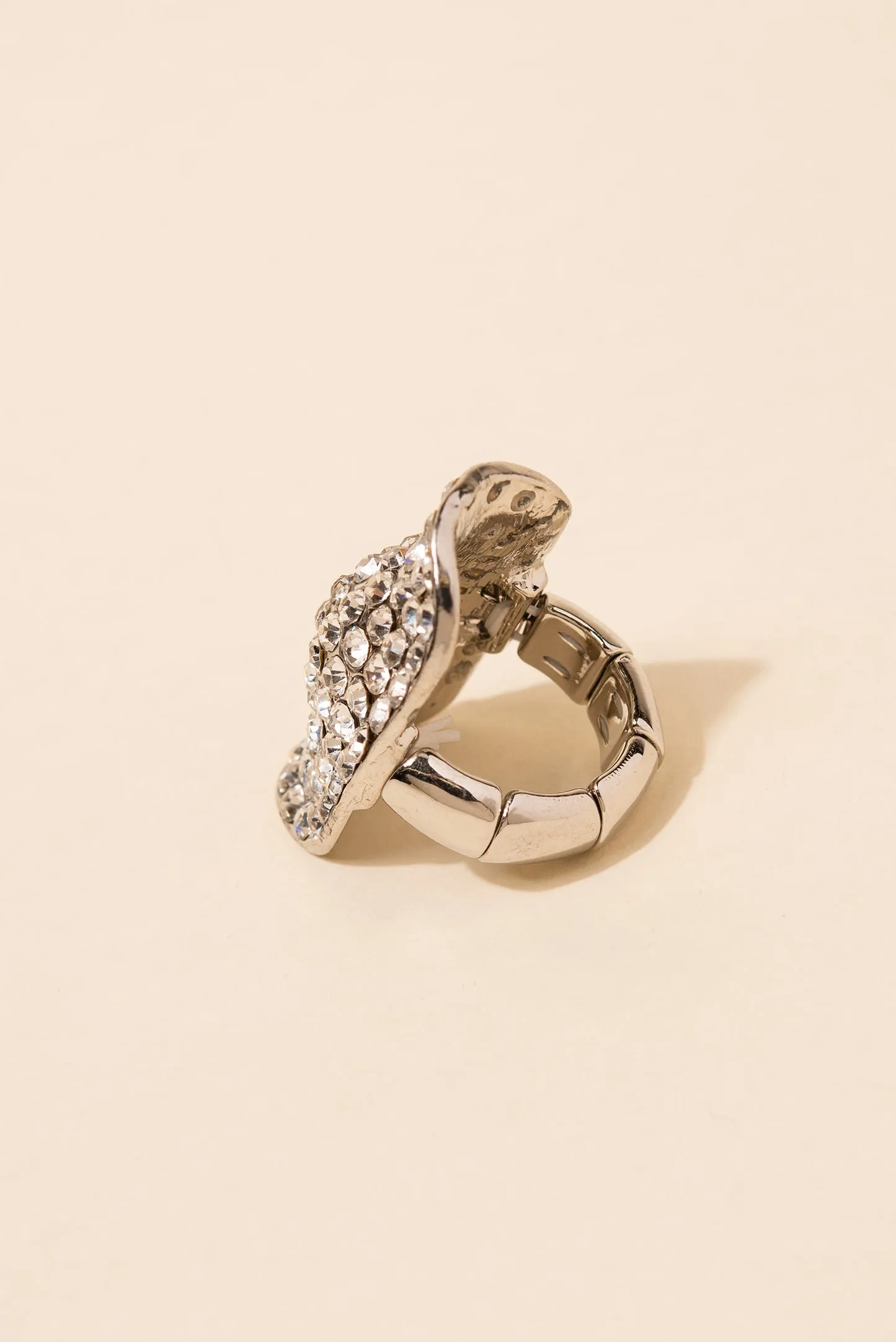 Kalinda Encrusted Short Knuckle Shield Stretch Ring