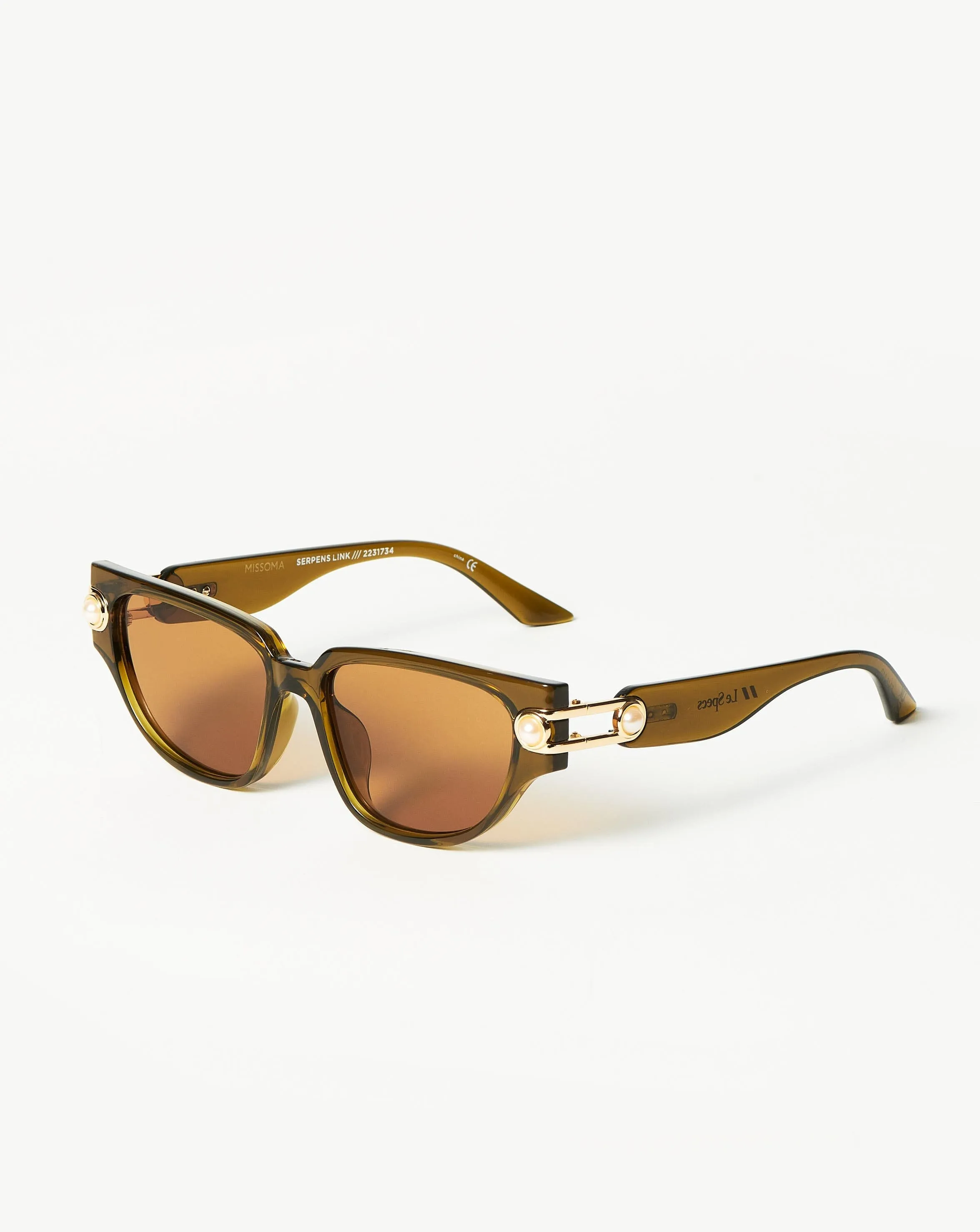 Le Specs Serpens Link Cat-Eye Sunglasses | Olive/Pearl