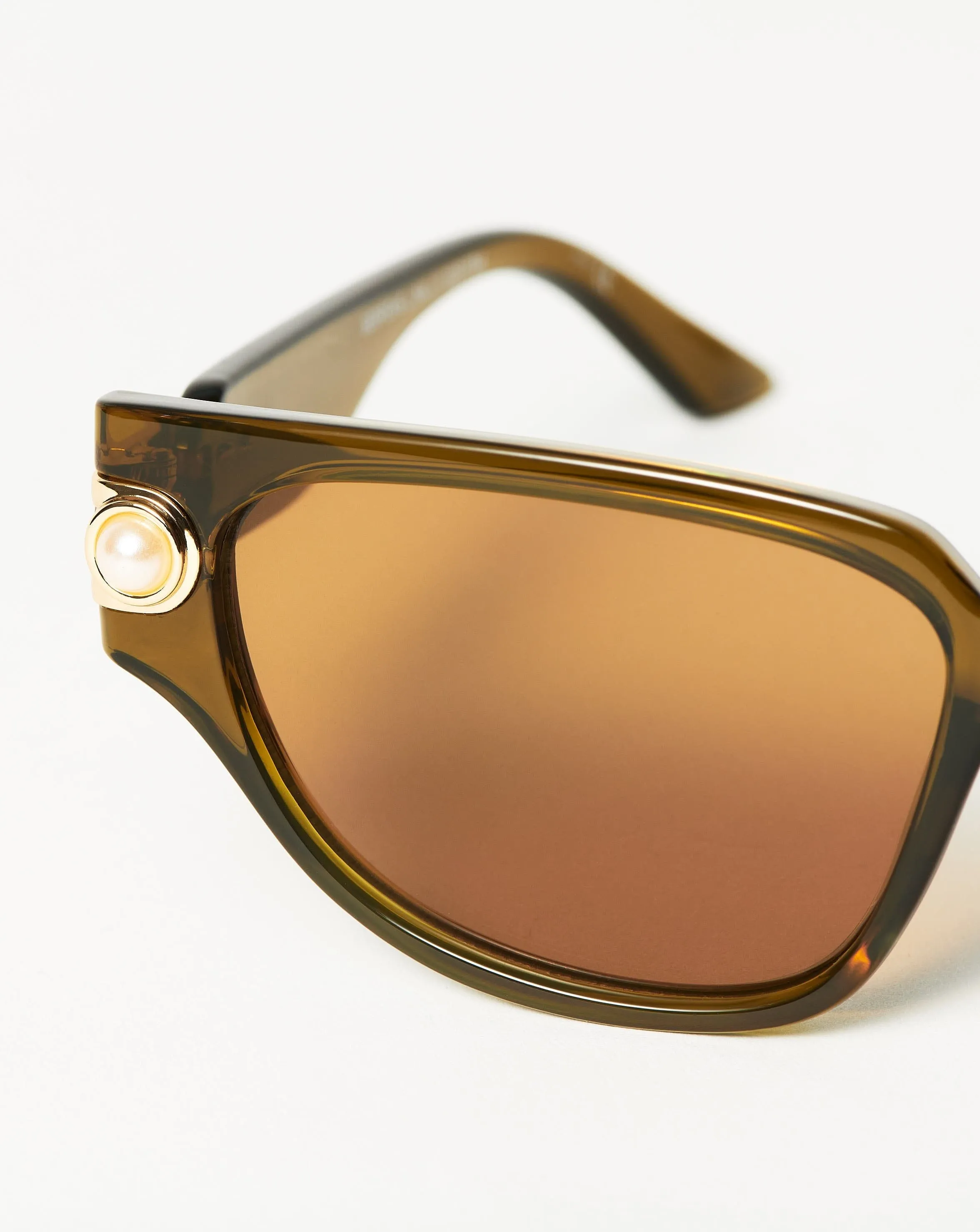 Le Specs Serpens Link Cat-Eye Sunglasses | Olive/Pearl