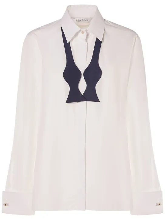 Max Mara   Laser cotton shirt w/ bow tie 