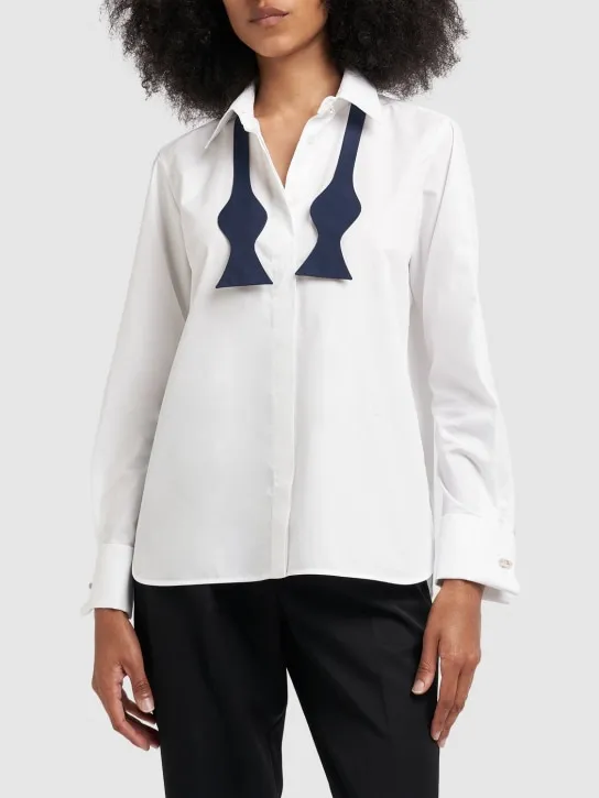 Max Mara   Laser cotton shirt w/ bow tie 