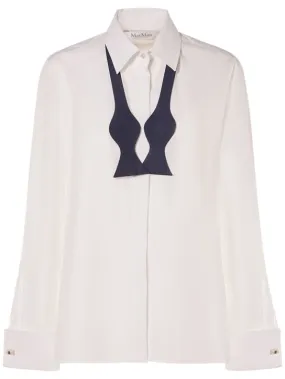Max Mara   Laser cotton shirt w/ bow tie 