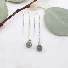 Moss Aquamarine Silver Thread Earrings