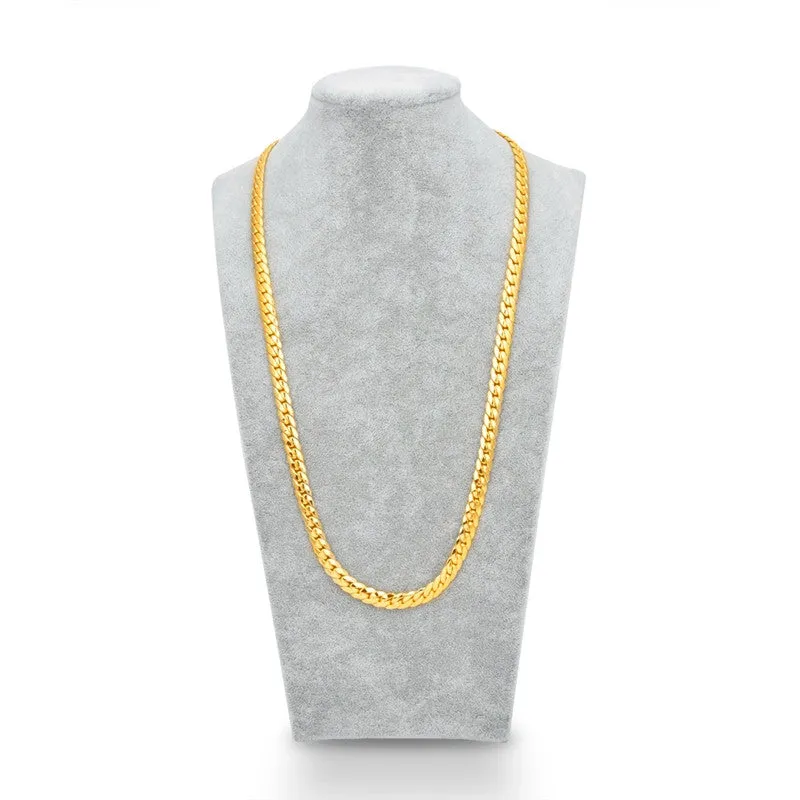 New Arrival Mens 7mm*60cm 18K Real Gold Plated Herringbone Chain Necklace Jewelry