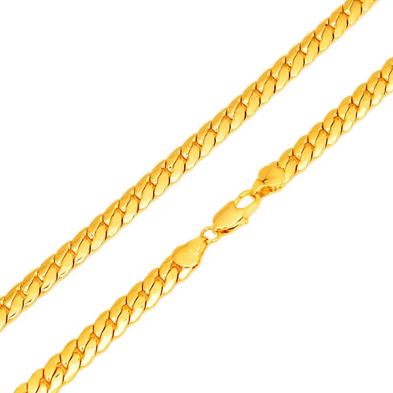 New Arrival Mens 7mm*60cm 18K Real Gold Plated Herringbone Chain Necklace Jewelry