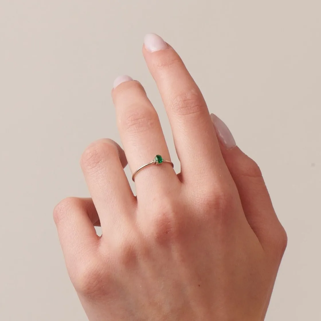 Oval Birthstone And Diamond Ring
