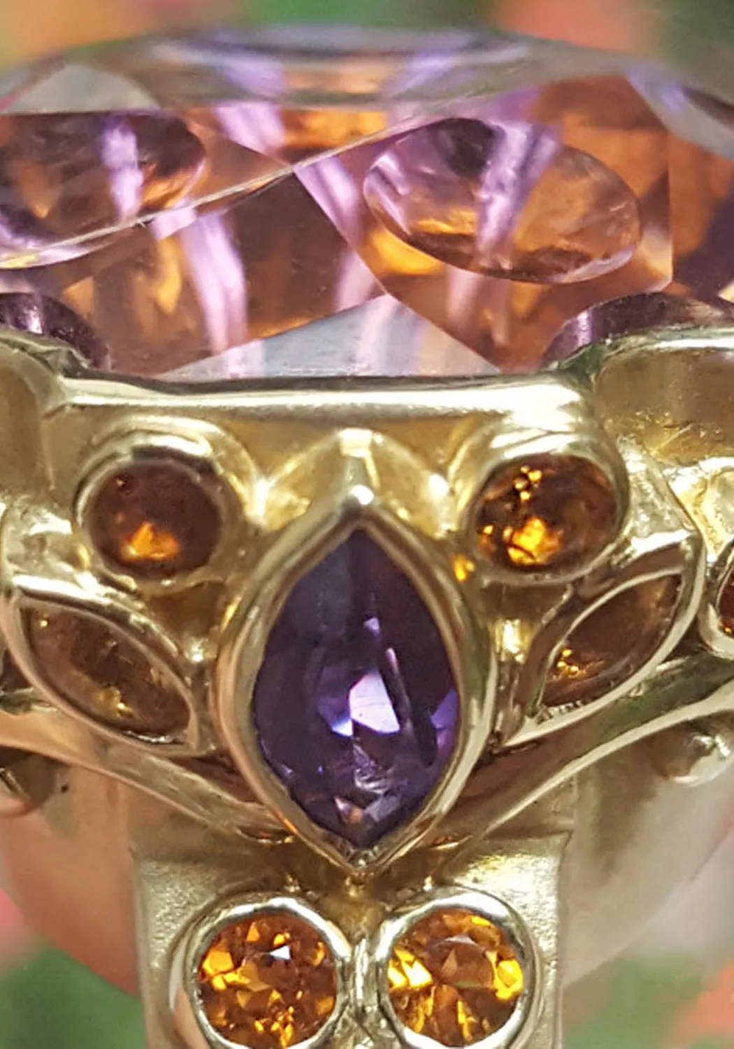 Paula Crevoshay 18KRG Citrine & Ametrine Ring