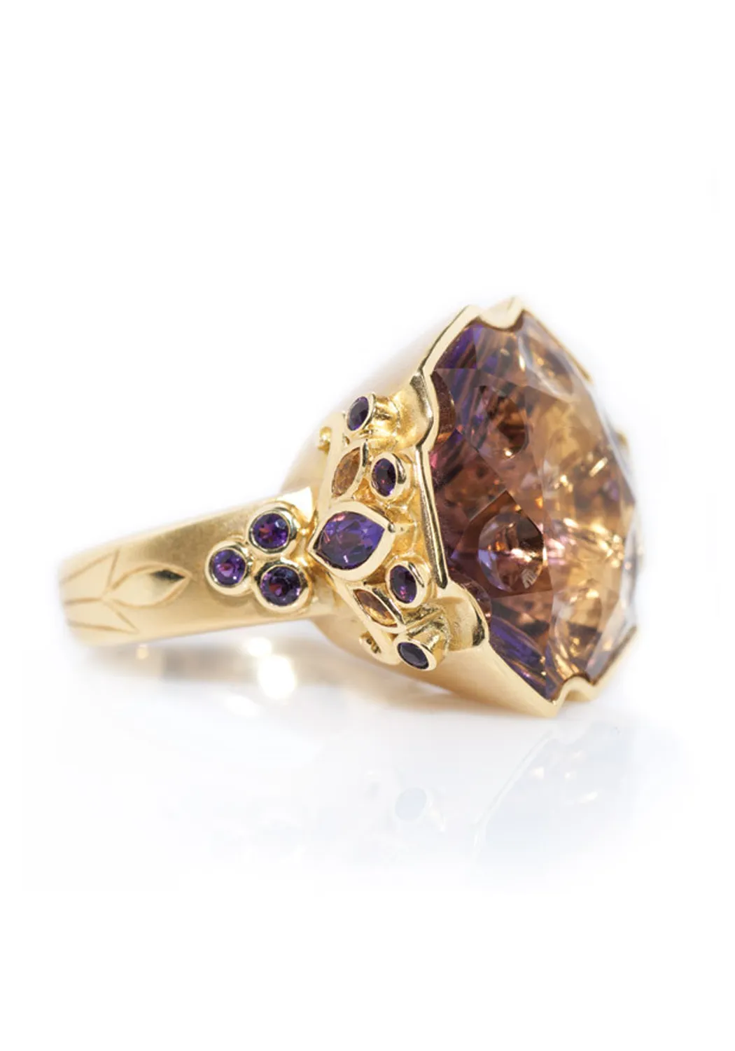 Paula Crevoshay 18KRG Citrine & Ametrine Ring