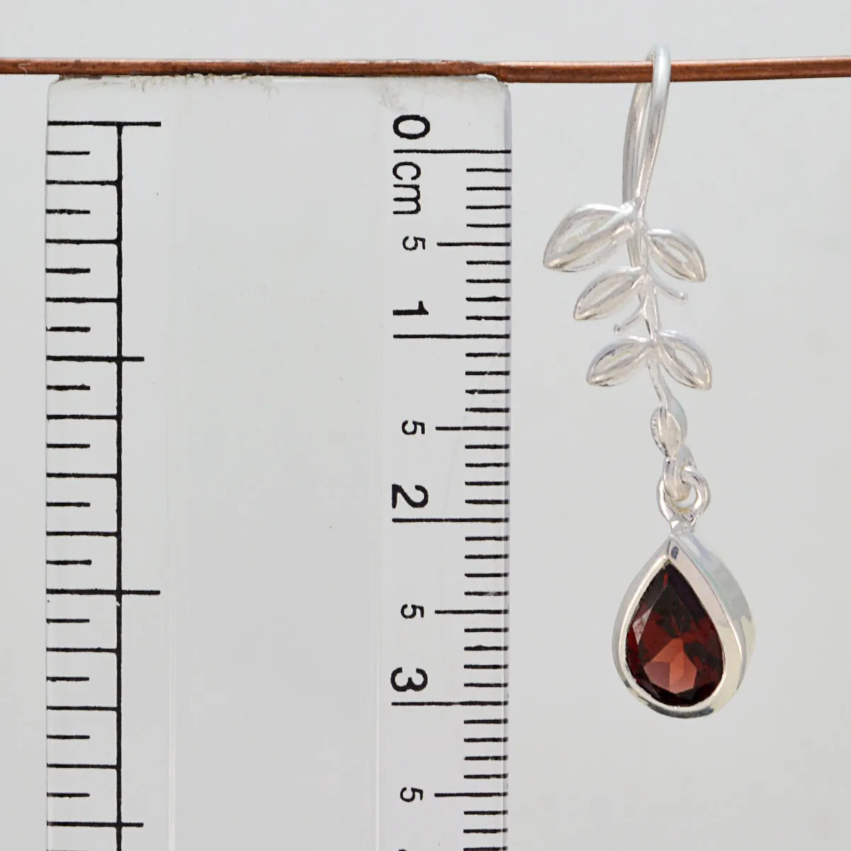 Riyo Genuine Gems Pear Faceted Red Garnet Silver Earring gift for anniversary