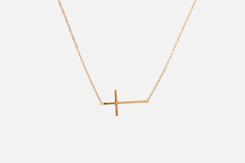 Rosy Horizontal Cross Necklace 16 inch Sale