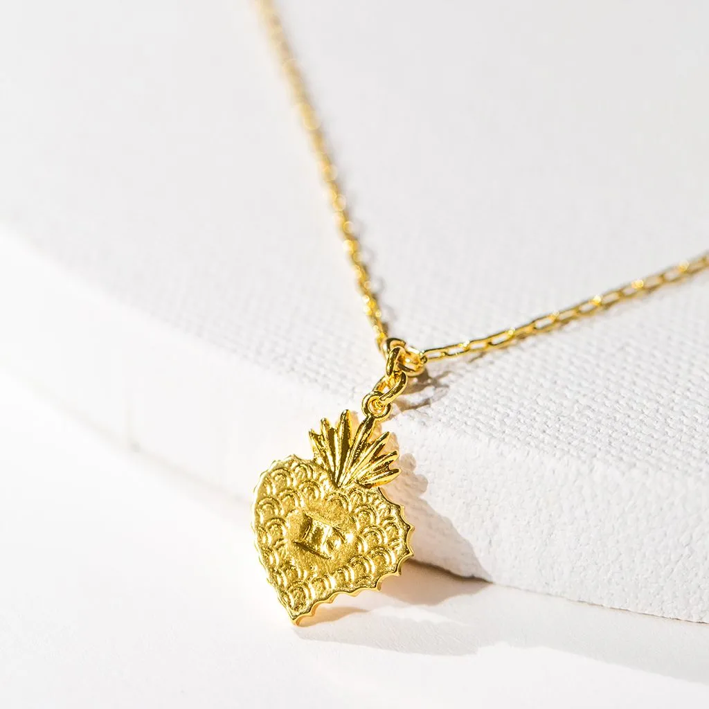 Sacred Heart Pendant - Gold
