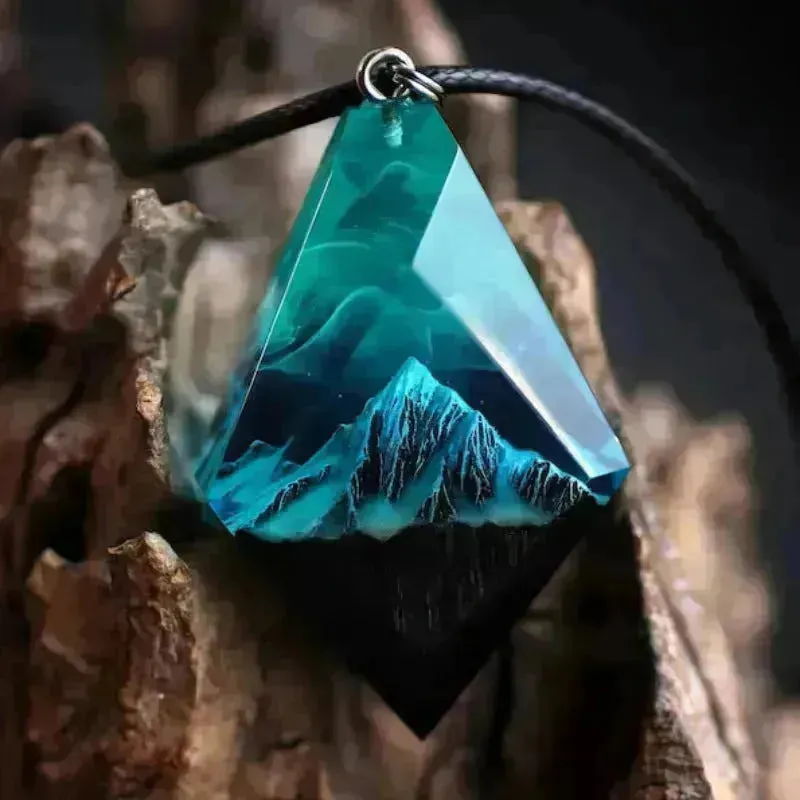 Snow Mountain Aurora Luminous Pendant Noctilucent Resin Necklace