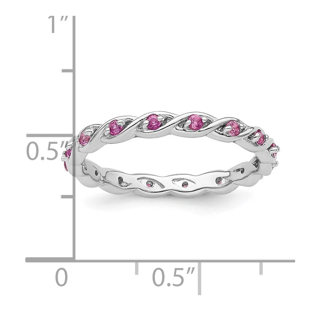 Stackable Expressions Created Pink Sapphire Ring in Sterling Silver